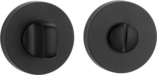KAIA - Ensemble WC - Serrure WC/Salle de Bain - Rosace - Ronde - Zwart - Aluminium - Goupille 8x8 mm