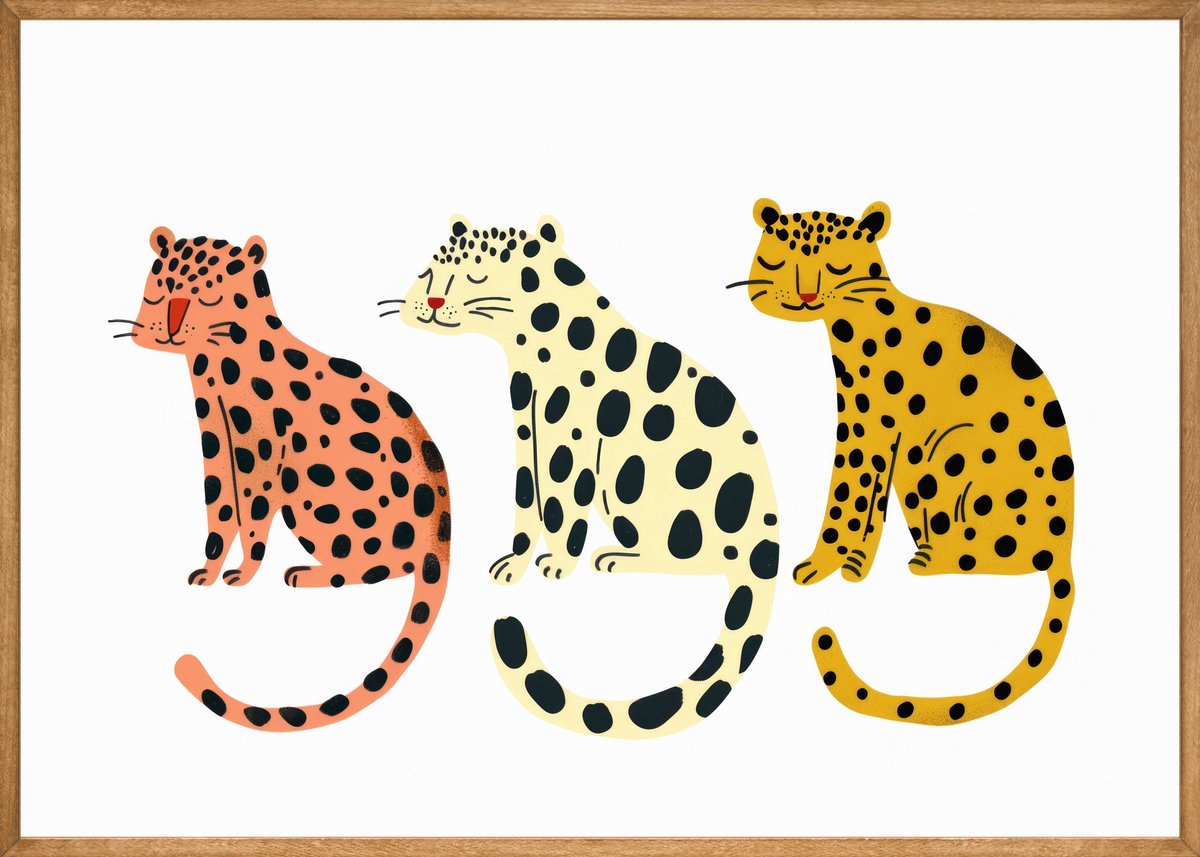 Drie Voldane Luipaarden Poster - 40x50