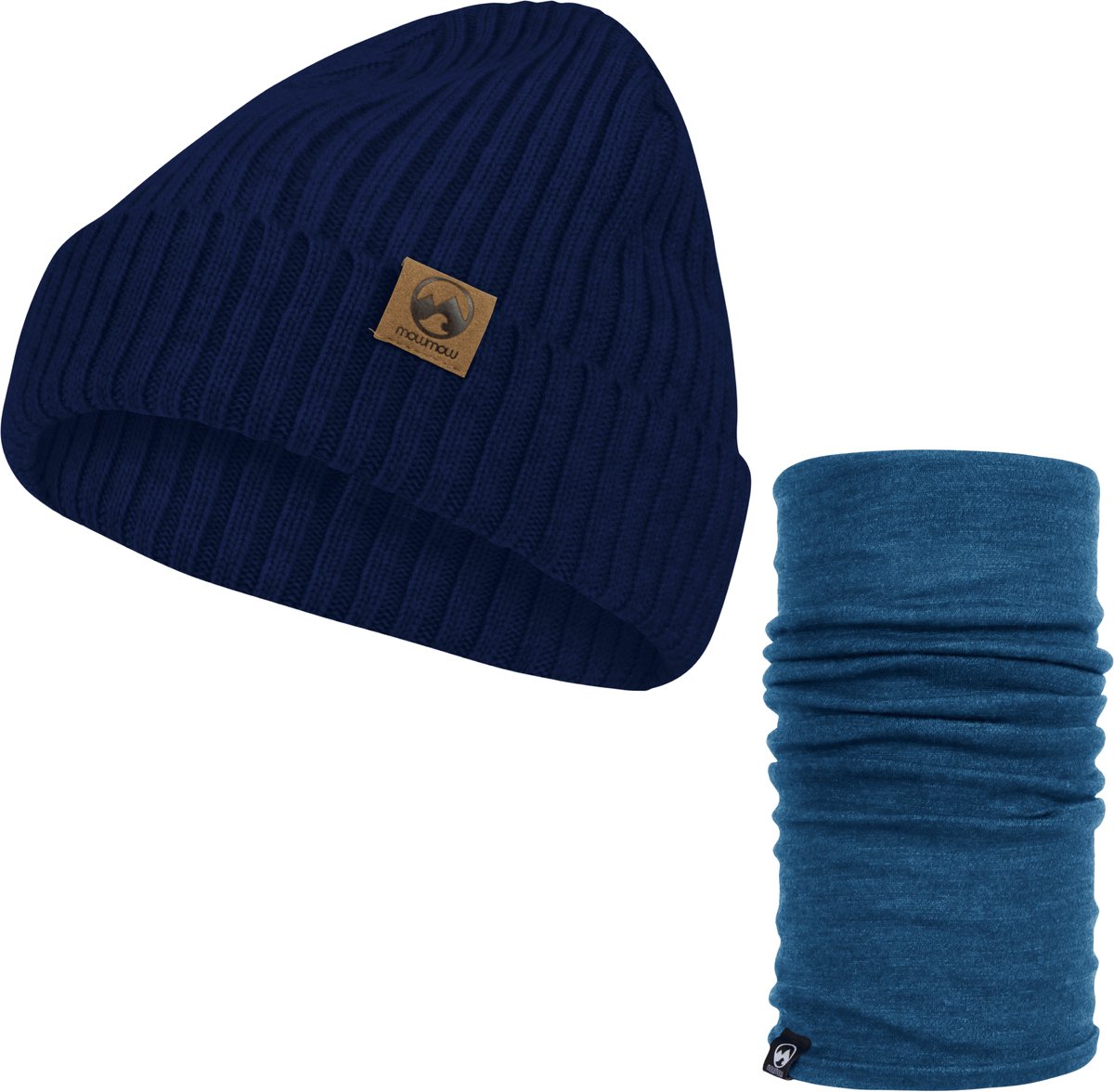 MowMow MERINO Muts + Merino Nekwarmer - Beanie - Heren - Dames - 2-Pack