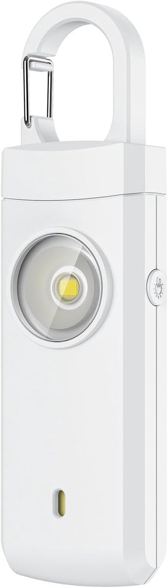 Persoonlijke Alarm - Persoonlijk Zakalarm - Krachtig 130 Db Geluid En Felle Flits - sleutelhanger - Persoonlijke Veiligheidsalarm - Zelfverdediging Sleutelhanger - Sirene Alarm - paniekalarm - Veiligheid Alarm Persoonlijke Alarmknop - Wit