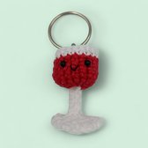 Knuffelsenzo - Wijnglas - Rode wijn - Wijnfles - Sleutelhanger - Gehaakt - Kado - Geschenk - Tassenhanger - Wijnpakket