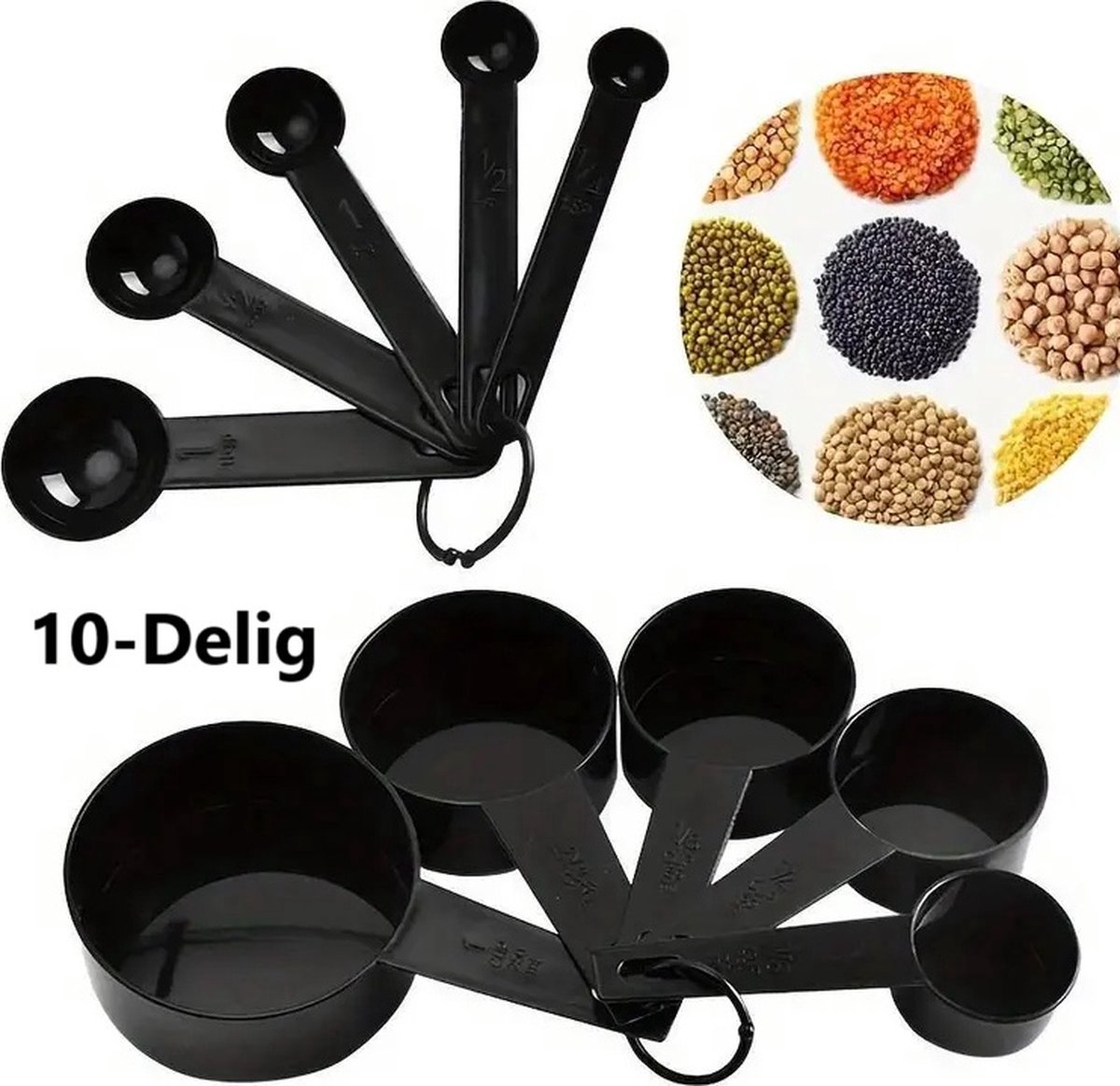 Flexigood® - 10-Delige Maatbeker set| Complete Set Maatschepjes | Maatcups |Amerikaanse maatlepels | meet cups |Amerikaanse maat schepjes|