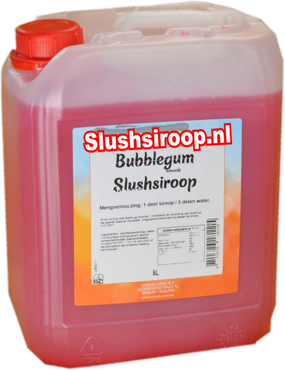Slushsiroop BUBBLEGUM - tank met 5 liter - Vorselaars - MilaNNE