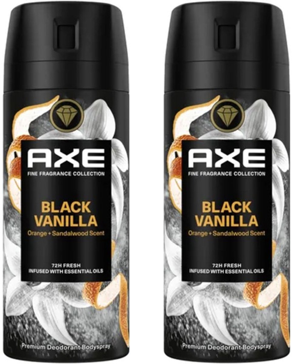 AXE Fine Fragrance Deo Spray - Black Vanilla - Voordeelverpakking 2 x 150 ml