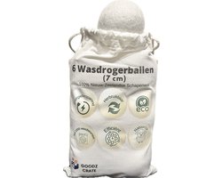 Goodz Crate Drogerballen - 6 Wasdrogerballen - 100% Schapenwol - Droogballen met Opbergzak