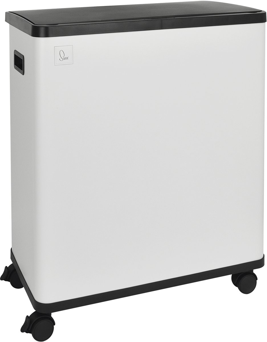 SR2X30 Sensor afvalbak - 2 compartimenten 60 liter incl. binnenemmer wielen wit