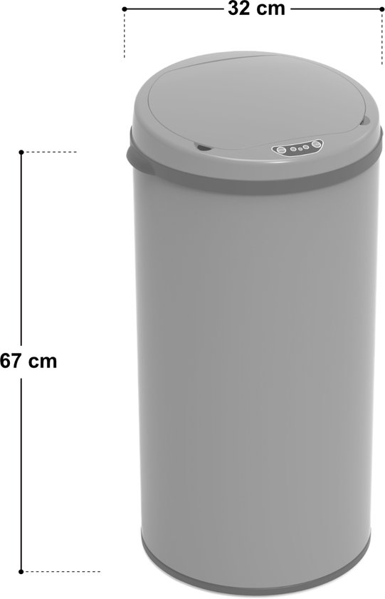 Kitchenmove – Afvalemmer – Afvalbak – Prullenbak – Automatisch Met Sensor Zilver Hoogglans 68 Liter