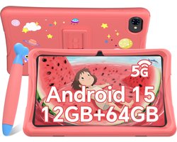 TABWEE K10 Tablet - 10.1 Inch FHD - 12GB RAM - 64GB ROM - SD 2TB - 5000 mAh - Android 15 - WiFi 6 - uitstekend cadeau voor kinderen - Roze