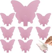 8 stuks - Vlinder muurhaken - Schattige roestvrijstalen haken - Stevige klevende haak - Voor keuken, kantoor, badkamer - Voor het ophangen van sleutels, tassen, hoeden, handdoeken - Roze