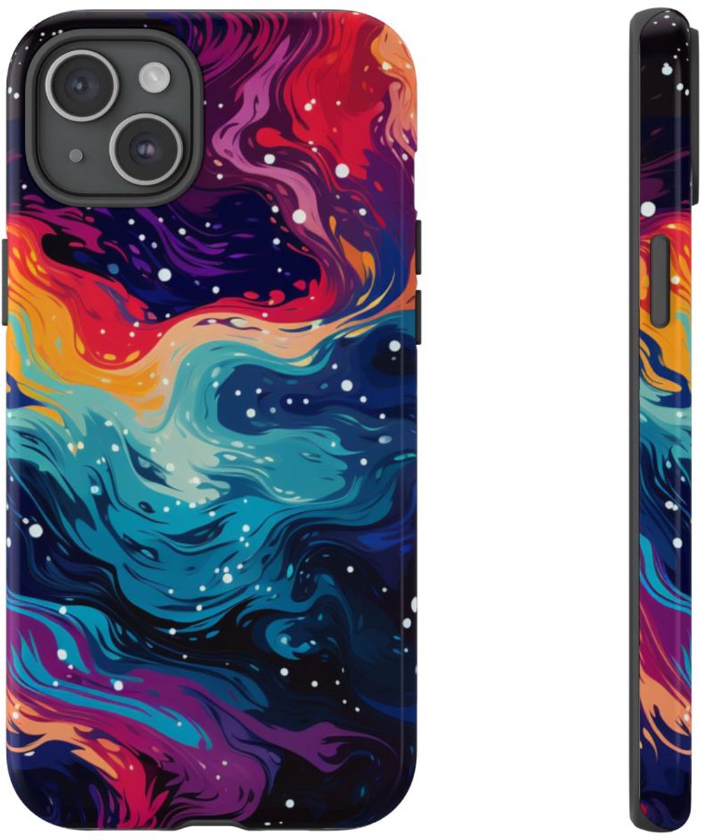 Kleurrijk Abstract Galaxy Patroon – Telefoonhoesje Geschikt voor iPhone 15 Plus