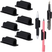 5 St Siliconen Penhouders, Penhouder Clip met 5 Extra Zelfklevende Pads Zelfklevende Siliconen Pennenhouder Kantooraccessoires voor Bureau Leraar Benodigdheden (Zwart