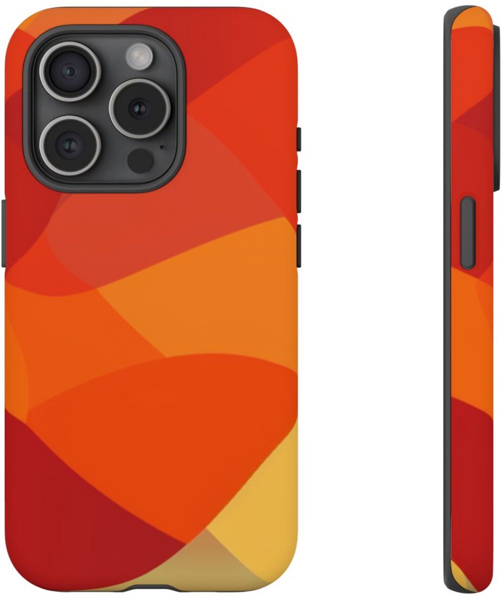 Warme Abstracte Overlappende Vormen – Telefoonhoesje Geschikt voor iPhone 15 Pro