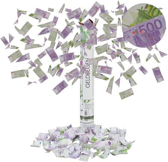 relaxdays 5x confetti cannon large - party popper money - 40 cm confetti shooter - play money