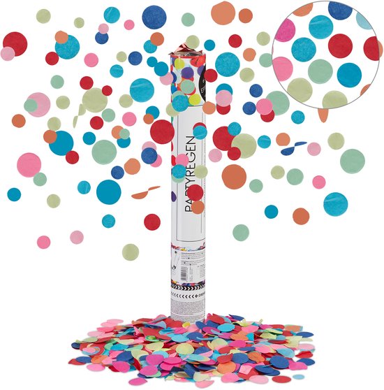 10x confetti kanon groot - party popper gekleurd - 40cm - verjaardag - decoratie
