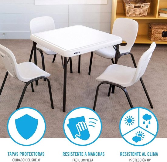 Kinderspeeltafel van kunststof en metaal - 61 x 61 x 54 cm wit - Lifetime Klaptafel & bijzettafel camping table van Kinder — afbeelding 3