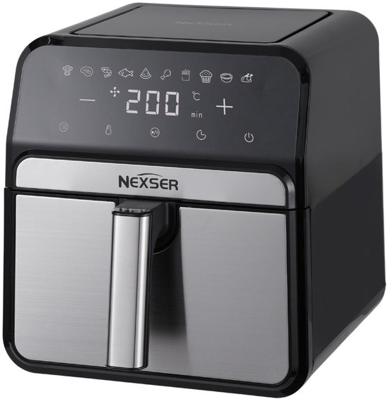 Heteluchtfriteuse, 8 liter, airfryer XXL, friteuse zonder olie, Air Fryer met kijkvenster, led-touchscreen, 8 programma's, luchtfriteuse, 1800 W, instelbare temperatuurregeling, goede grillresultaten