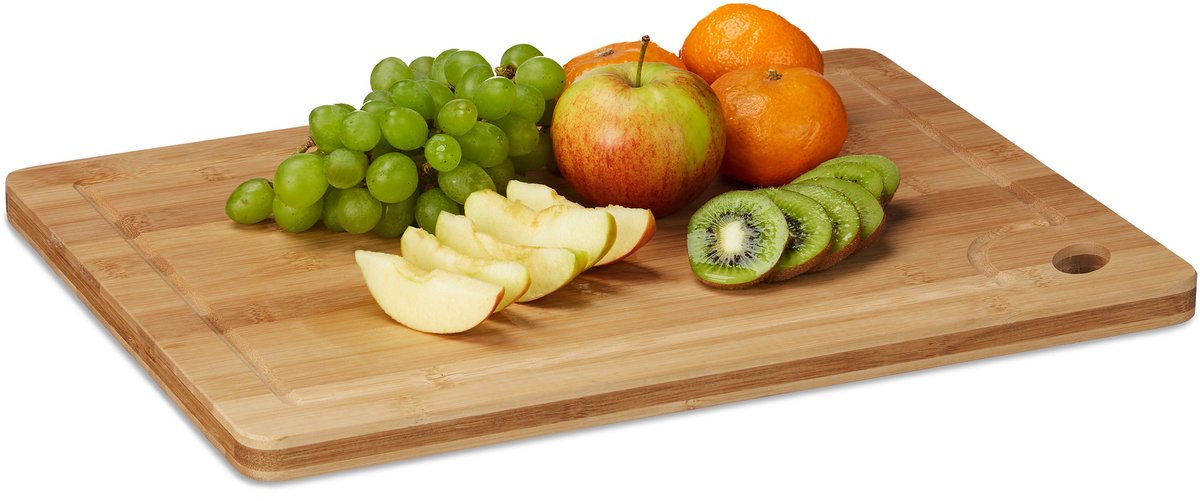 4x Snijplank bamboe - broodplank - houten serveerplank - vleesplank duimgaatje