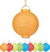 20x led lampion - van papier - rond - kleurrijke lampionnen - op batterijen