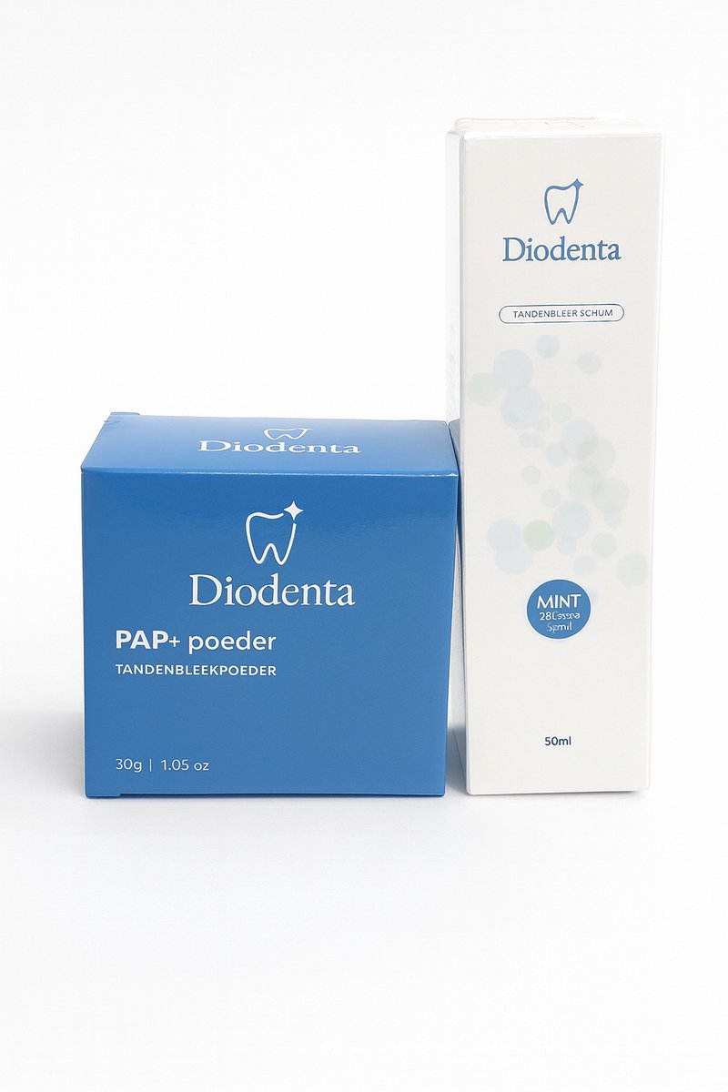 TandenbleekSchuim + TandenbleekPoeder - 2in1 - Tandebleek shuim - Tanden Bleken - PAP Tandenbleekpoeder - Tanden Bleek Poeder - Tandenbleken Poeder - Bleek Poeder - Bleekpoeder - Bleek Schuim - Tandenblekers - Tandenbleken