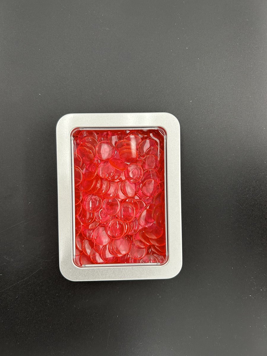 Rekenfiches in blikje (8x6 cm), Transparant roze (100 st.)