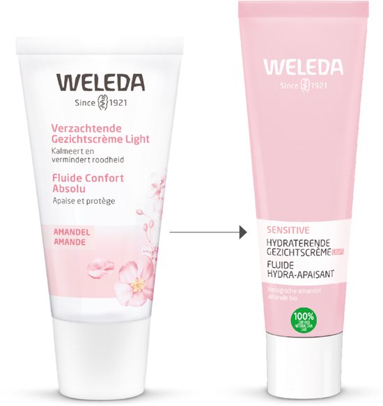 WELEDA Sensitive Hydraterende Gezichtscrème Light - Amandel - Kalmeert Gevoelige Huid & Vermindert Roodheid - 100% Natuurlijke Ingrediënten - 30ml