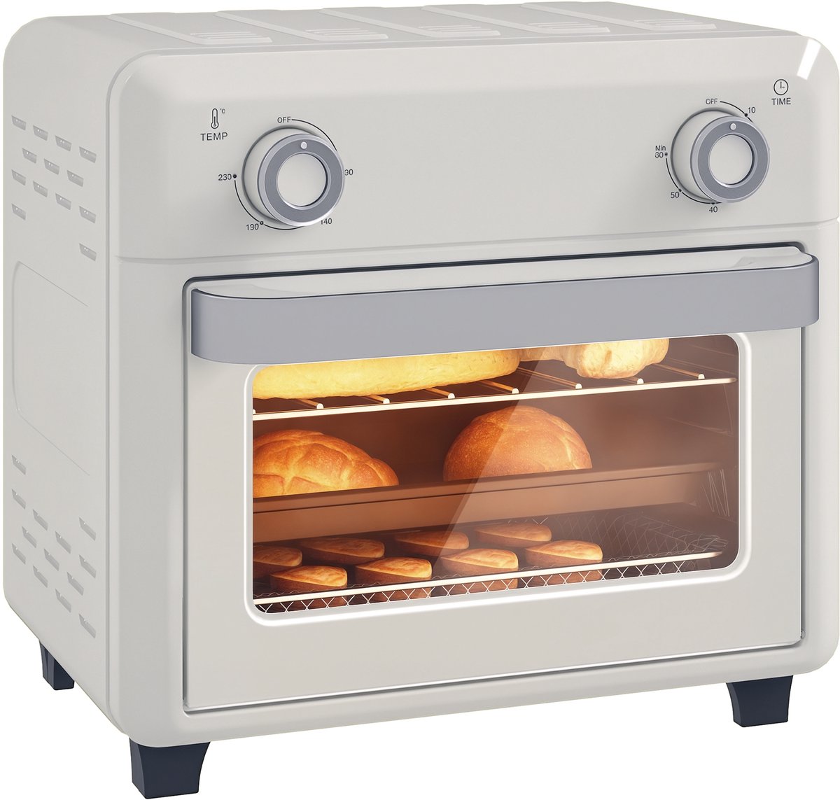 HOMCOM mini oven - roestvrij staal - 32x27,2x29,8 cm - cremewit
