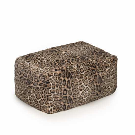 Foto: Drop sit blokpoef sfeervolle teddy stijlvolle bontlook faux panter lichtbruin 75x50x40 cm extra comfortabel en heerlijk zacht