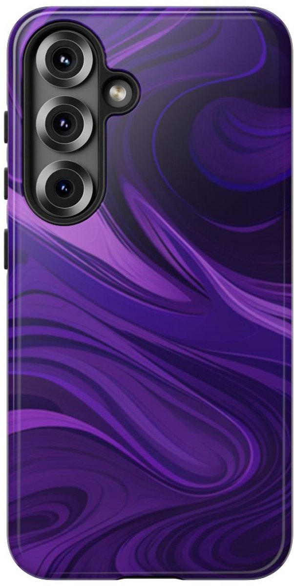 Paarse Abstracte Golfpatroon – Telefoonhoesje Geschikt voor Samsung Galaxy S25