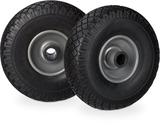 relaxdays 4 x roue de diable - set - jante acier - anti crevaison - axe 25 mm - 150 kg