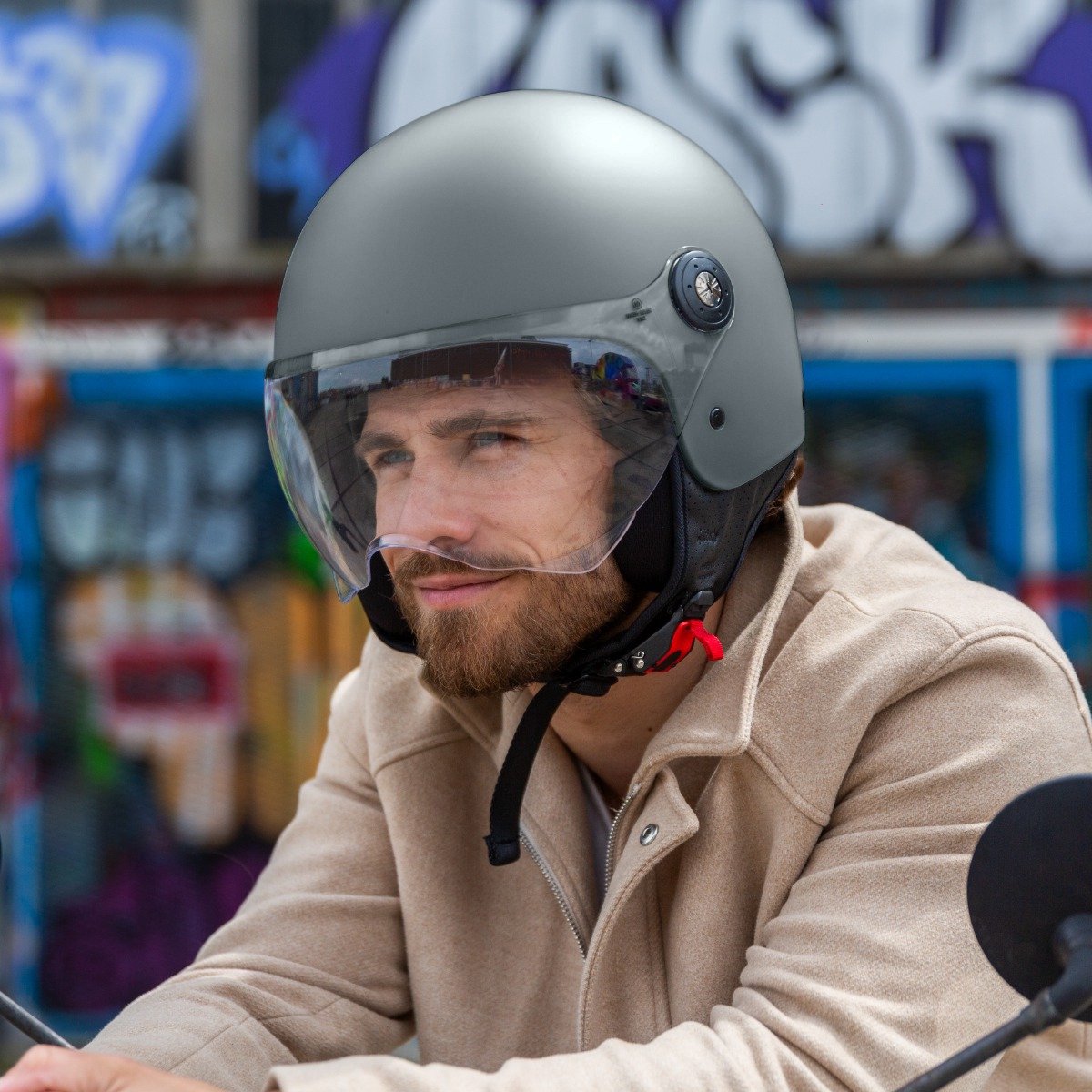VINZ Duoro Scooterhelm - ECE 22.06 Gekeurde Jethelm voor Motor, Brommer & Snorfiets - Licht Gewicht - Grijs - L – foto 8