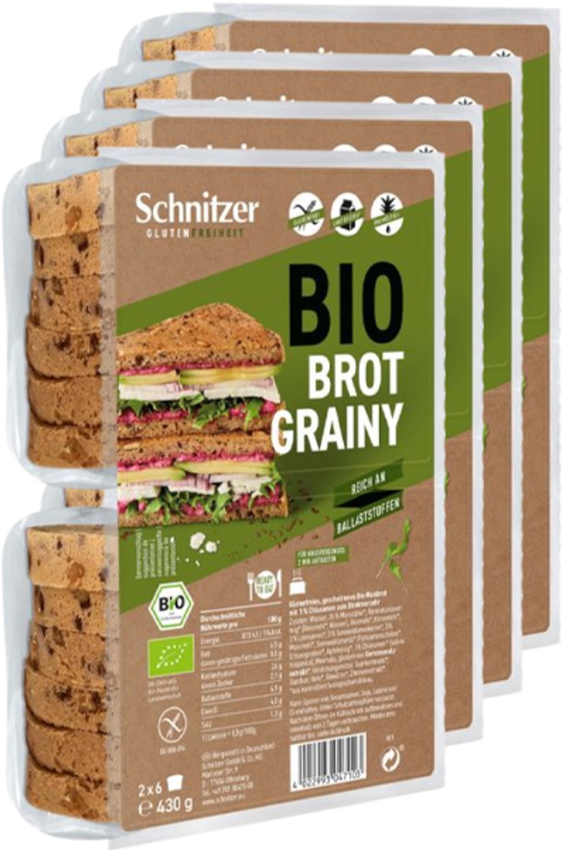 Schnitzer | Brood Grainy Gesneden | 4 stuks | 4 x 430 gram