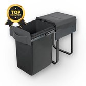 Eleganca Inbouw Prullenbak - 20 Liter - Keuken Afvalemmer - Afvalbak Afvalscheiding - Uittrekbaar – Antraciet