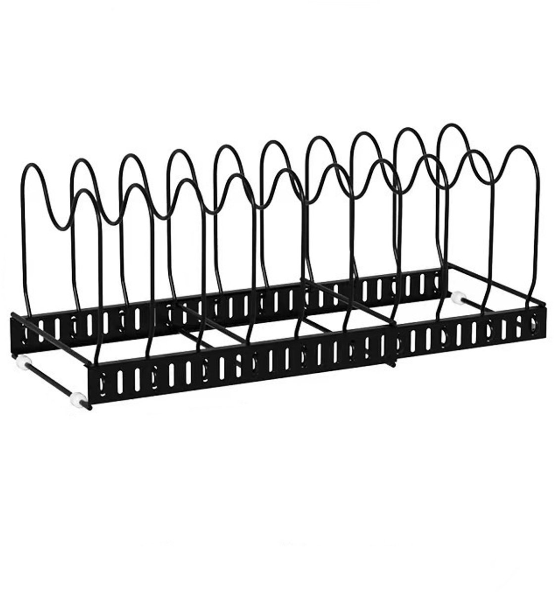 Ynkkvre-Uitschuifbare Pannen- en Dekselhouder 31–57 cm – Verstelbare Keuken Organizer voor Pannen, Deksels, Borden & Snijplanken – Ruimtebesparend & Antislip