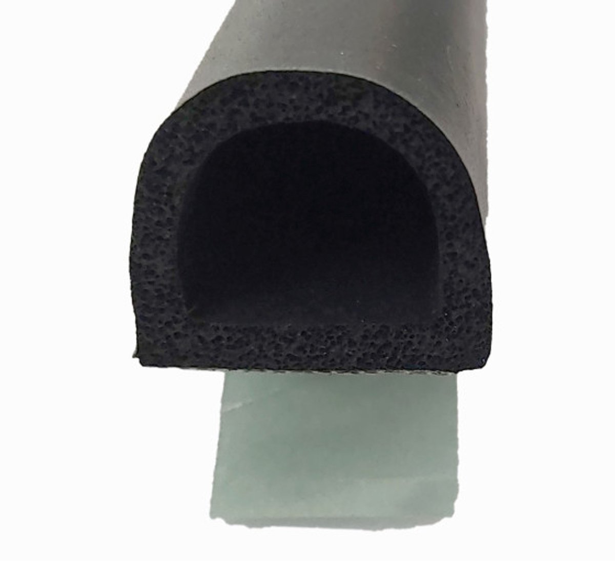 Mosrubber D profiel (tochtprofiel / tochtband) 1 zijde zelfklevend | breedte 14mm | hoogte 12mm | Stuk 10 meter