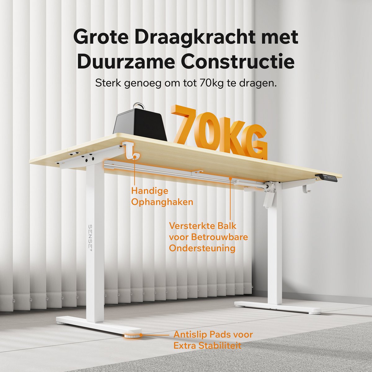 SENSE7 NOJO LIGHT - Zit Sta Bureau - Elektrisch bureau - Verstelbare bureau