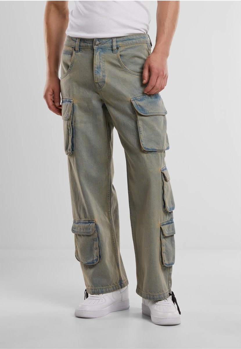 Urban Classics Multi Pocket Cargobroek Taille 34 inch Blauw