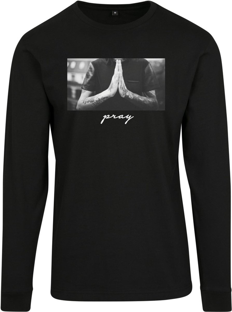 Mister Tee Pray Longsleeve shirt S Zwart