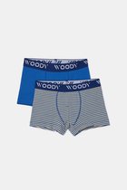 Woody Jongens boxer set blauw + streep - maat 116/6J