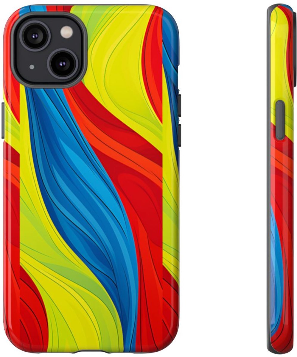 Kleurrijk Abstract Golfpatroon – Telefoonhoesje Geschikt voor iPhone 14 Plus