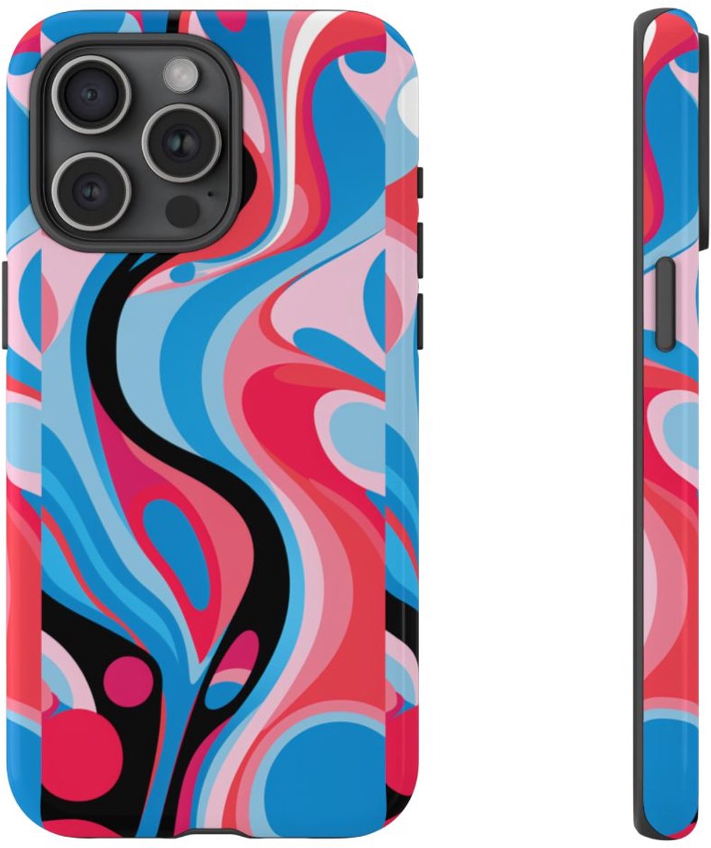 Abstract Kleurrijk Vloeiend Patroon – Telefoonhoesje Geschikt voor iPhone 15 Pro Max