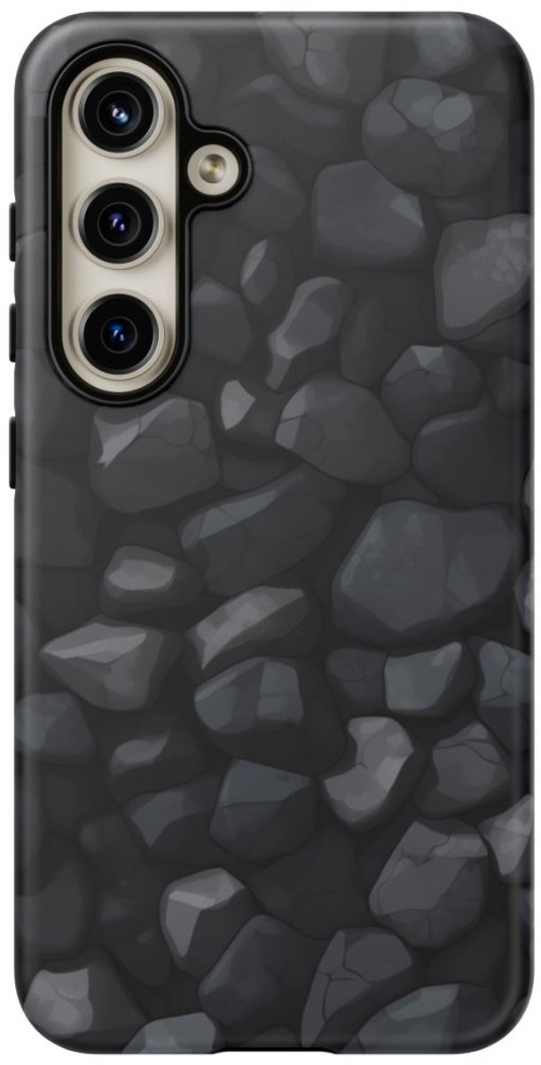 Donkergrijs Steentextuurpatroon – Telefoonhoesje Geschikt voor Samsung Galaxy S24