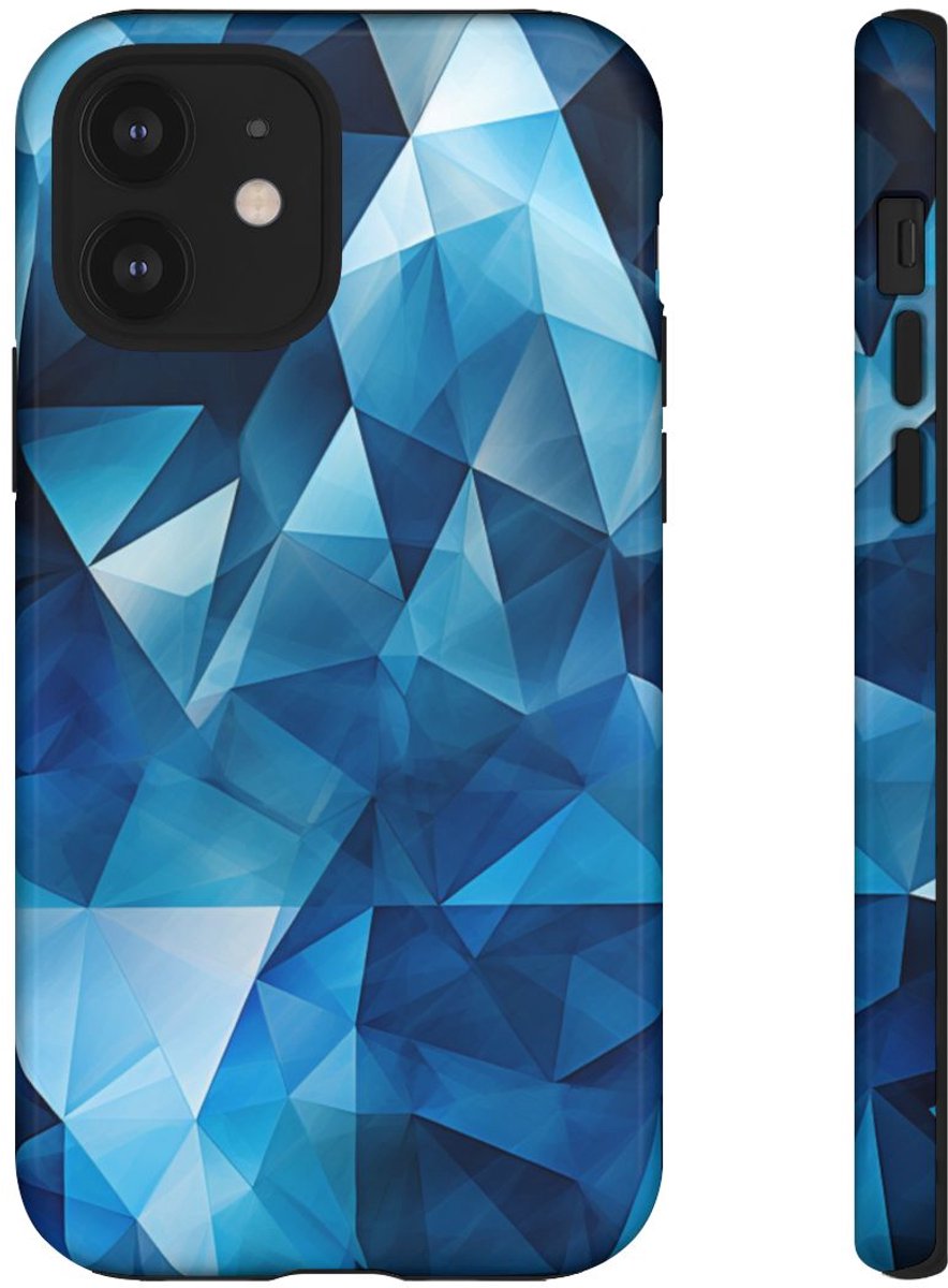 Blauw Geometrisch Driehoekenpatroon – Telefoonhoesje Geschikt voor iPhone 12