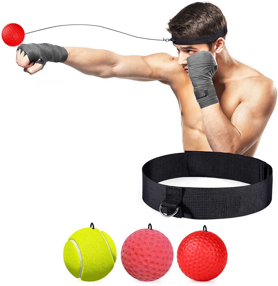 Hoofdband en 3 boksballen voor hoofdbandboksen