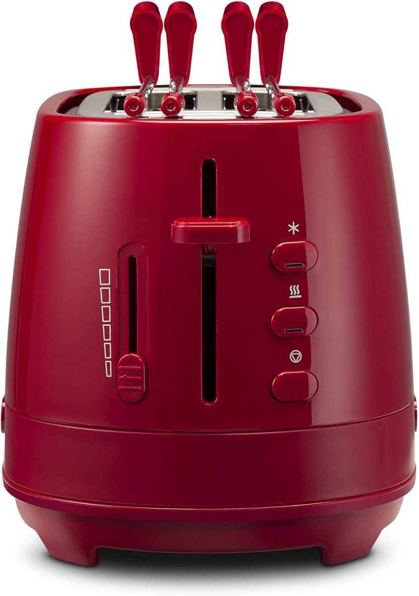 MMM® Tosti Apparaat Broodrooster - Broodrooster met Tostiklemmen - Tosti Broodrooster - Rood - ‎30 cm x 18 cm x 19 cm