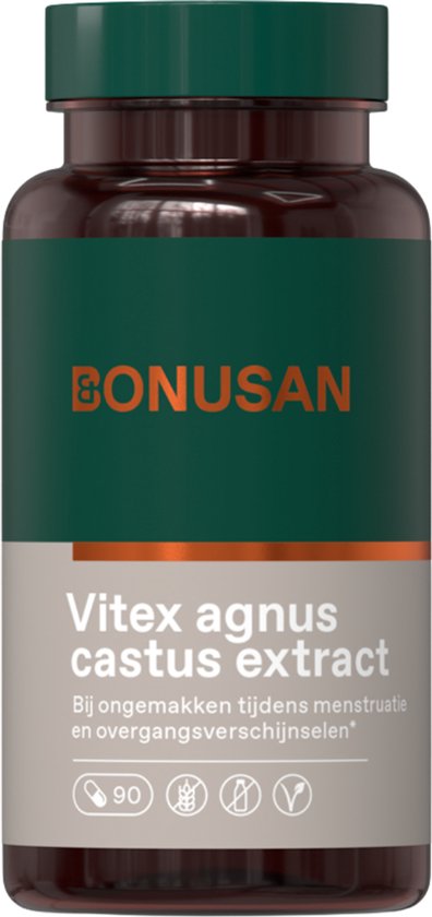BONUSAN Vitex agnus castus extract – 90 Capsules – 225 mg Monnikspeper per Capsule – Ondersteunt normale Menstruatie en Overgang