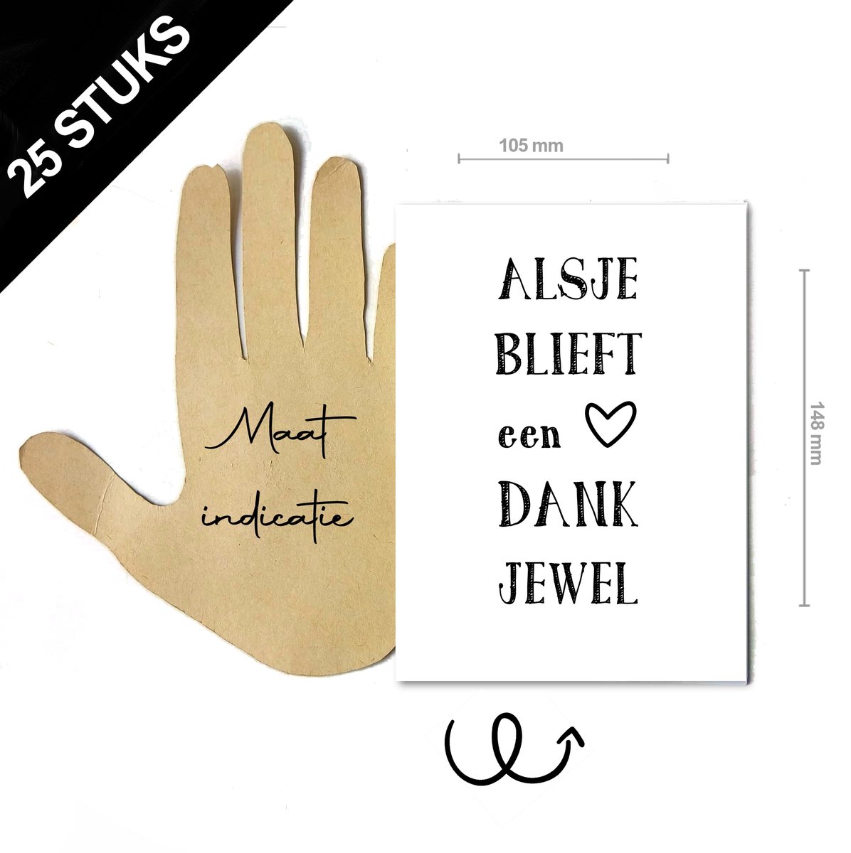 25 stuks bedankt kaarten wenskaarten ''alsjeblieft een dankjewel'' met hartje - A6 formaat enkele kaart excl. envelop - zwart wit cadeau kaarten trouwbedankjes bedrijven cadeau afscheid pensioen collega's bedanken bedankt ook groothandel wholesale