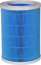 Blauw plooifilter met witte randen, onderdeel van een luchtbevochtiger.