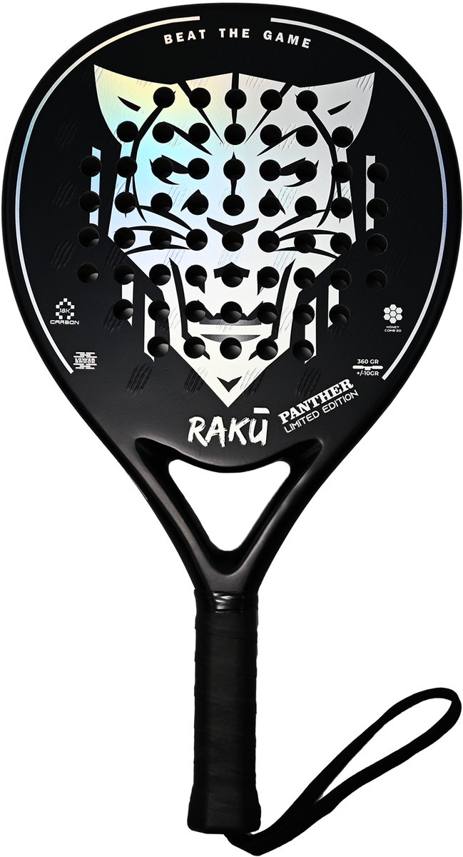 Raku® Panther Limited Edition – Limited Prestige Carbon- Padel Racket - Padel - Padelrackets - Racket - Paddle - Padel ballen - 18k Carbon