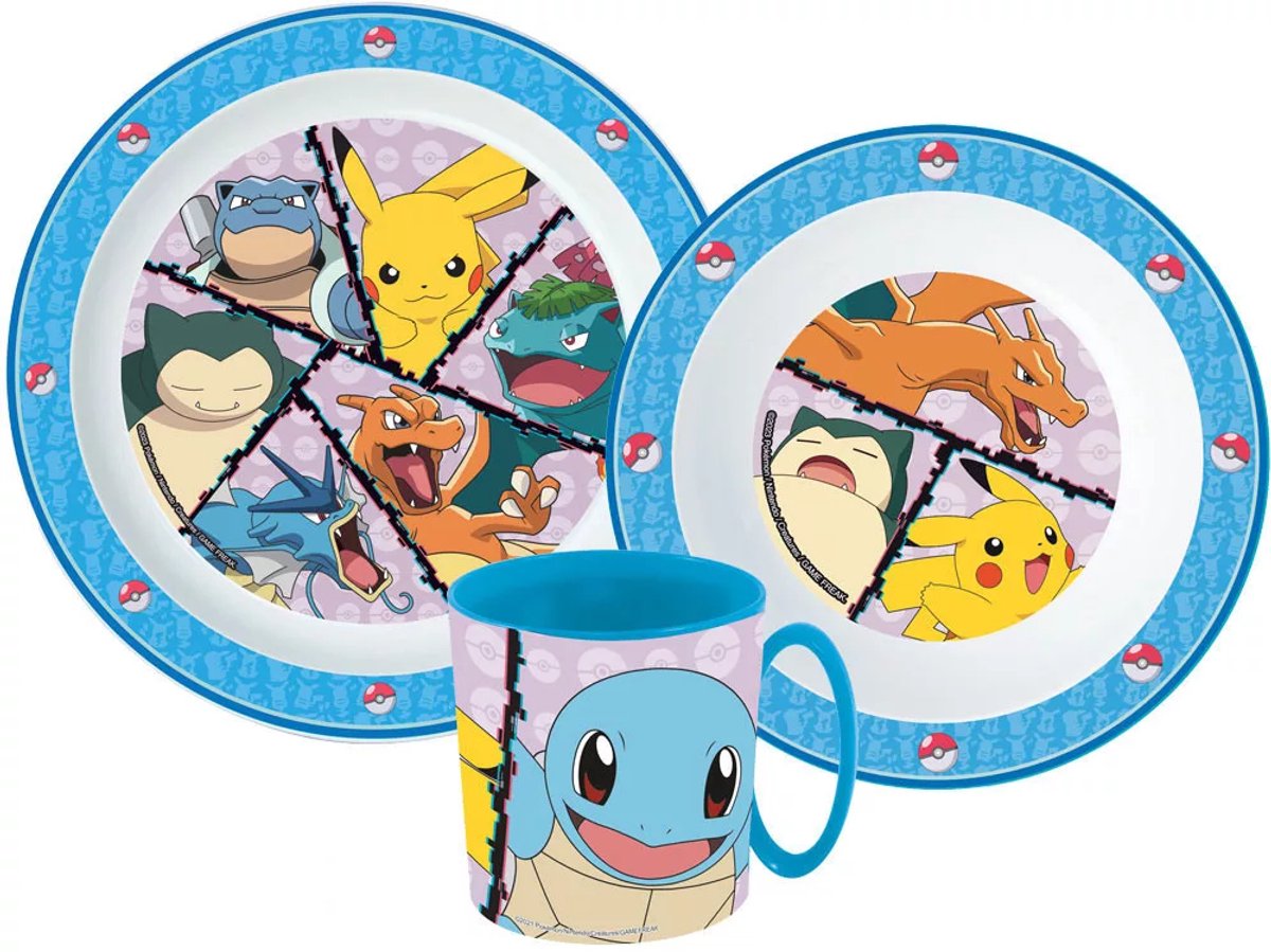 Pokémon – Kinderserviesset 3-delig – Bord, Kom en Beker