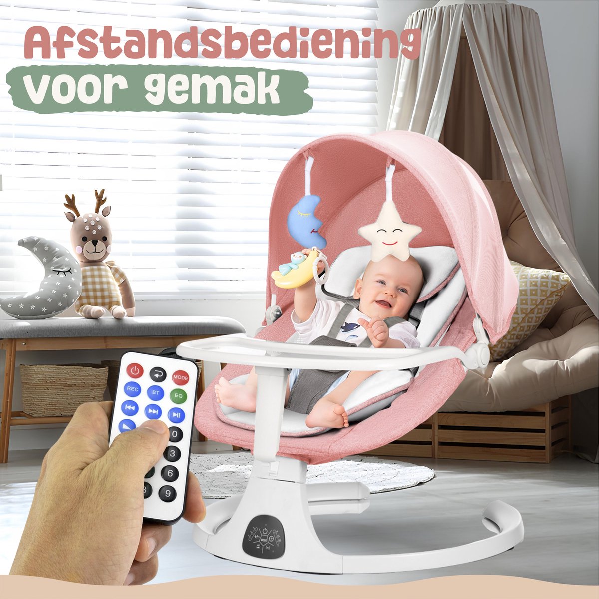 Elovia Elektrische Wipstoel - Muziek en Swing Opties - Roos thumbnail 6